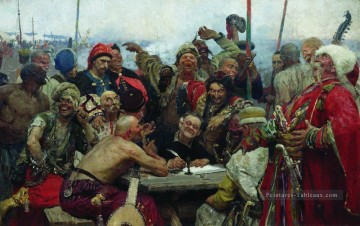  1896 Tableaux - la réponse des cosaques zaporoziens au sultan mahmoud iv 1896 Ilya Repin